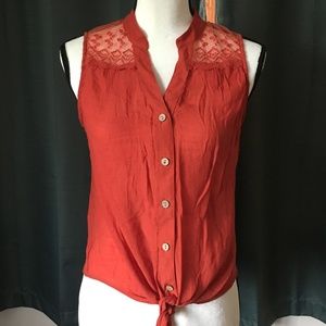 Lace Tie Front Top